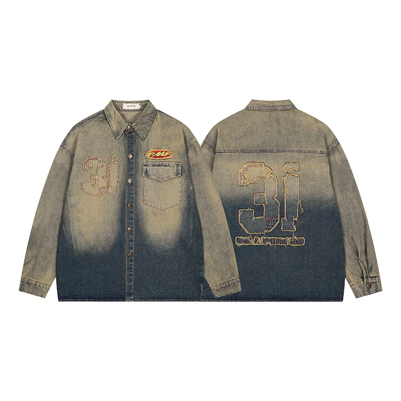 Винтажная джинсовая куртка в американском стиле для мужчин и женщин