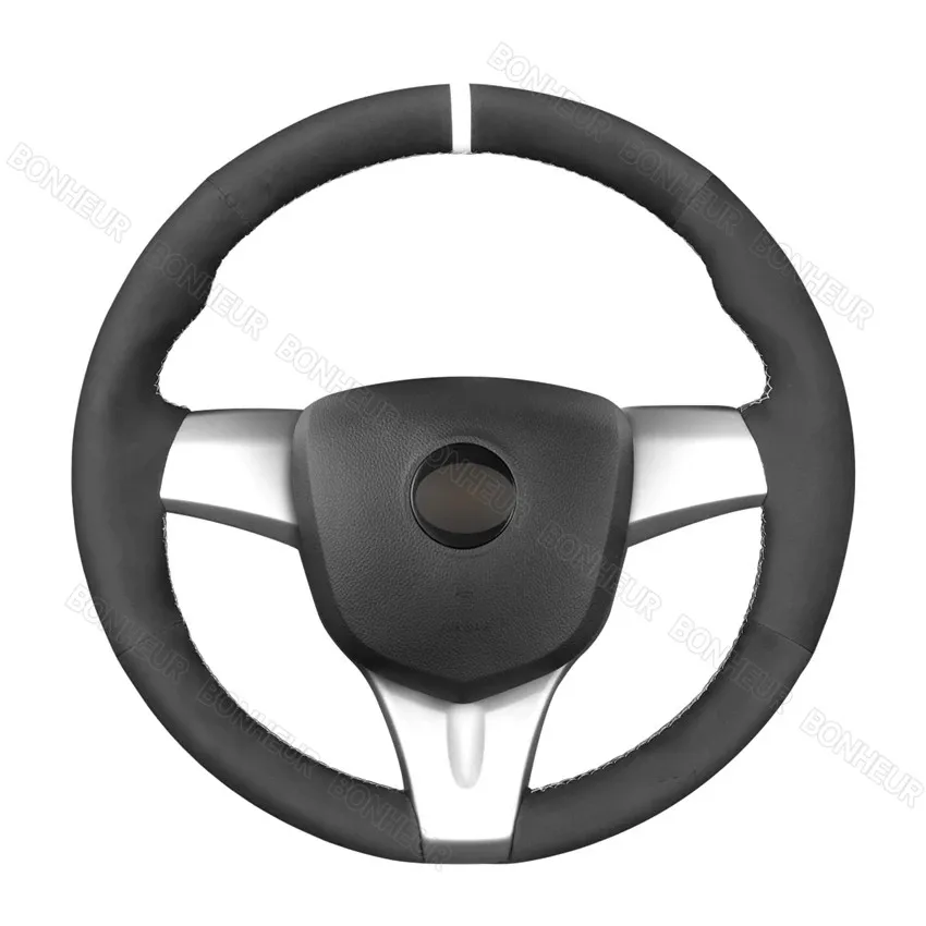 

Hand-stitched Black Suede Car Steering Wheel Cover for Chevrolet Spark 2011-2015 Spark (RU) 2020-2021 Daewoo Matiz (KR)2010-2011