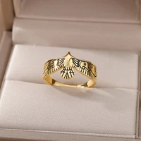 stainless steel eagle rings for women men gold silver color vintage ring male female finger jewelry
