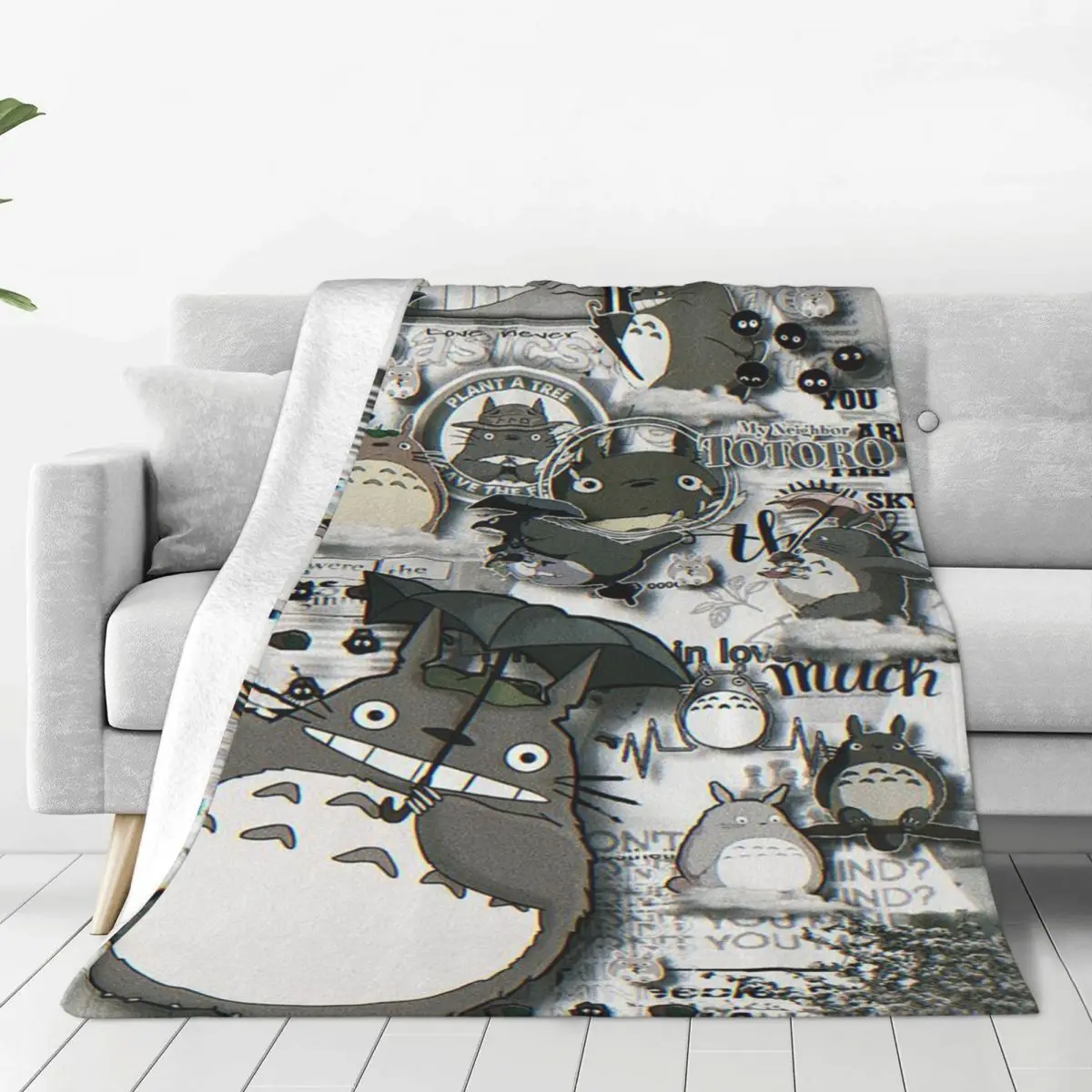 

Totoro Cartoon Plaid Blankets Sofa Cover Velvet Printed Anime Collage Gift Soft Throw Blanket for Sofa Outdoor Plush Thin Quilt