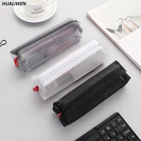 kawaii transparent mesh pencil case large capacity pen bags cute storage pencil bag for student school supplies stationery
