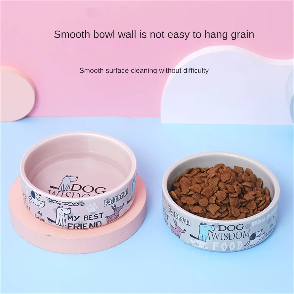 

Cartoon Pet Bowl Cute Round Water Bowl For Cat Flat Ceramic Cat Accessories Single Bowl Pet Feeding Bowl Pet Feeders