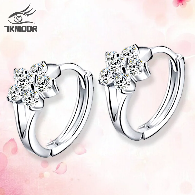 

Fashion Silver color Stud Earrings Women Cute Snowflake Crystal Zircon Earrings Luxury Rhinestone Ear Buckle Jewelry Wholesale