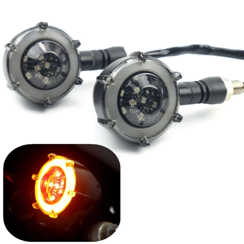 

Motorcycle LED Lights with Clear Lenses: Rear Position Turn Signal/Blinker, Running and Brake Light Indicators,1 Pair