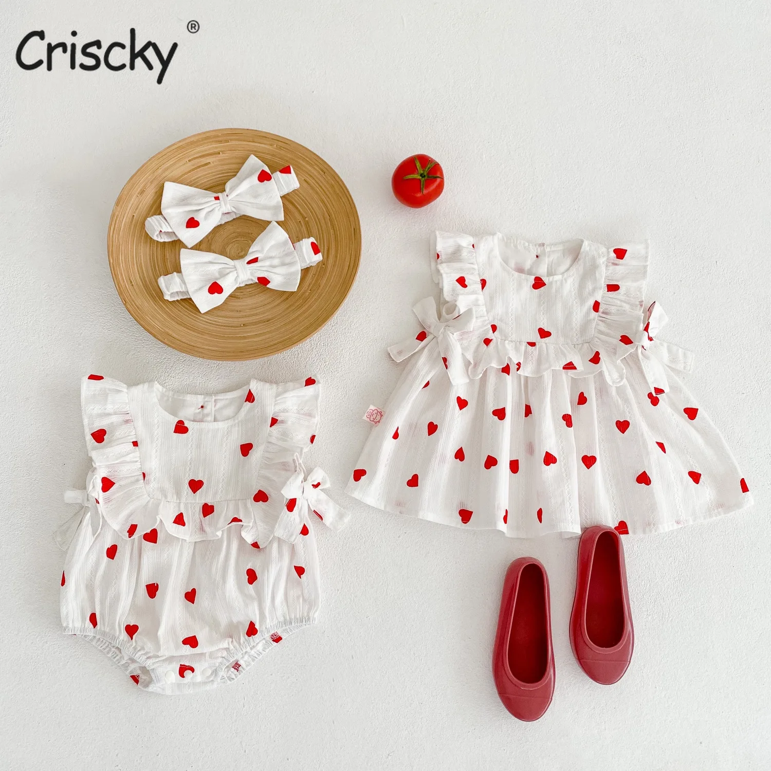 

Criscky 2022 Summer Breathable Rompers Sisters Loaded Baby Girl Romper Baby Girls Clothes Ruffled Fly Sleeve Jumpsuit Rompers