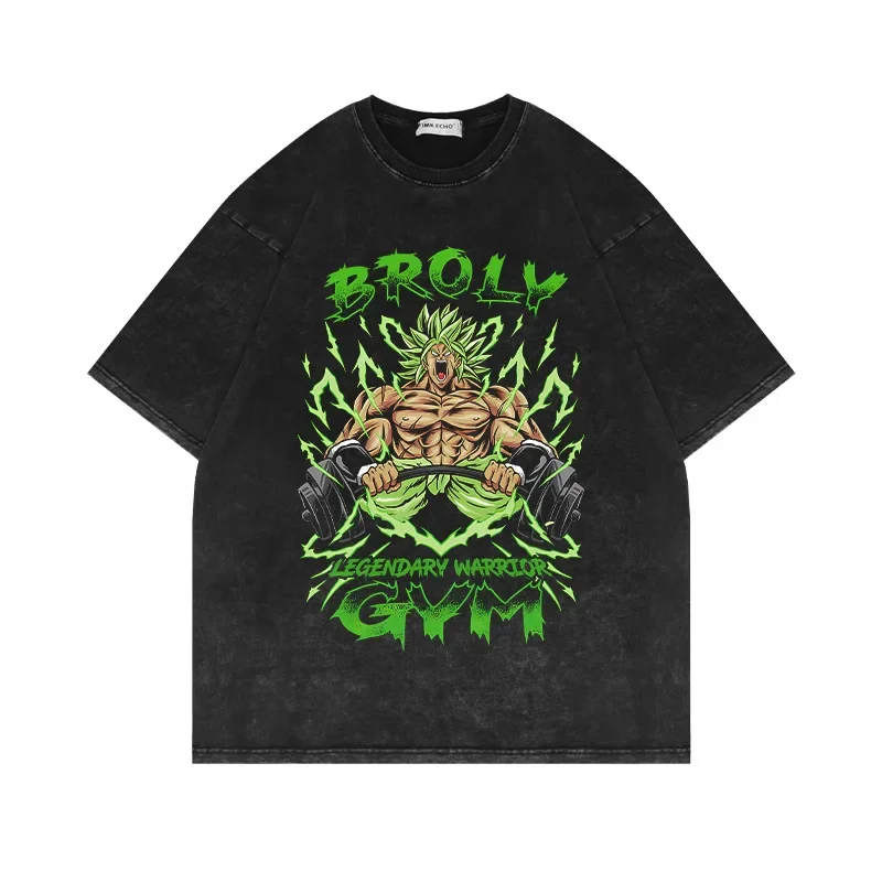 

Washed old retro short-sleeved T-shirt anime Dragon Ball American casual fashion high street tide cotton T