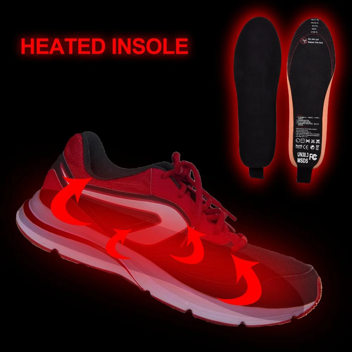 

Electric Heating Insole Adjustable Temperature Foot Pad 2100MAh USB Charging Foot Warmer Insole 41-45 Yards