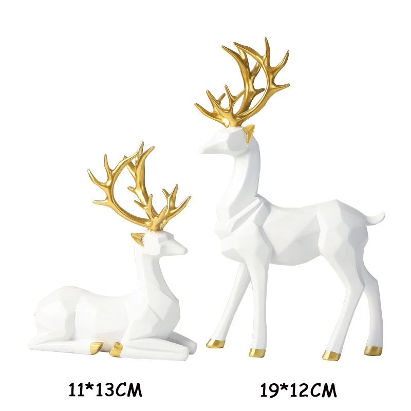 

1Pair Deer Statue Resin Sculpture Nordic Decoration Home Decor Statues Elk Figurines Modern Decoration Elks Tabletop Ornament