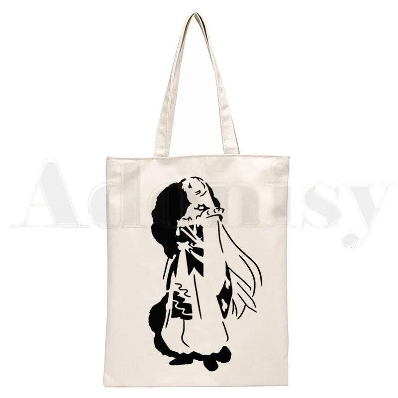 Sesshoumaru Inuyasha Kagome Japan Manga Anime Handbags Women Elegant Canvas Bag Shoulder Bags Casual Shopping Girls Handbag