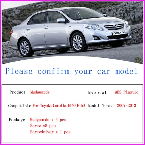 Для Toyota Corolla Auris E140 E150 2007 ~ 2013, 2008 2009 2010 2011 2012 автомобильные кранцы, защита колес CTI, брызговики, крышки, детали, внешние аксессуары
