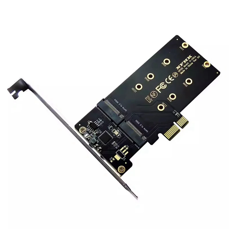 Фото Адаптер PCI-E — M2 Адаптер PCI Express X1 2-портовый B Key M.2 NGFF SATA SSD Адаптер PCIE M2 Карта расширения Riser Card-ABVP №5