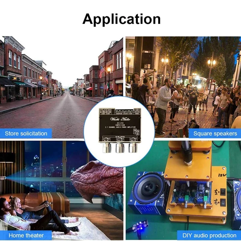 ZK-LT23 2 1 Channel усилитель звука Bluetooth Board Module 50W + 100W сабвуфер TWS True Wireless Audio DC9-24V