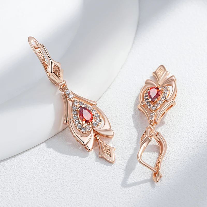 Kinel Hot 585 цвет розового золота тонкие серьги-капли для женщин кристалл цветок