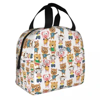 cute animal cartoon playing music insulated lunch bags print food case cooler warm bento box for kids lunch box for school