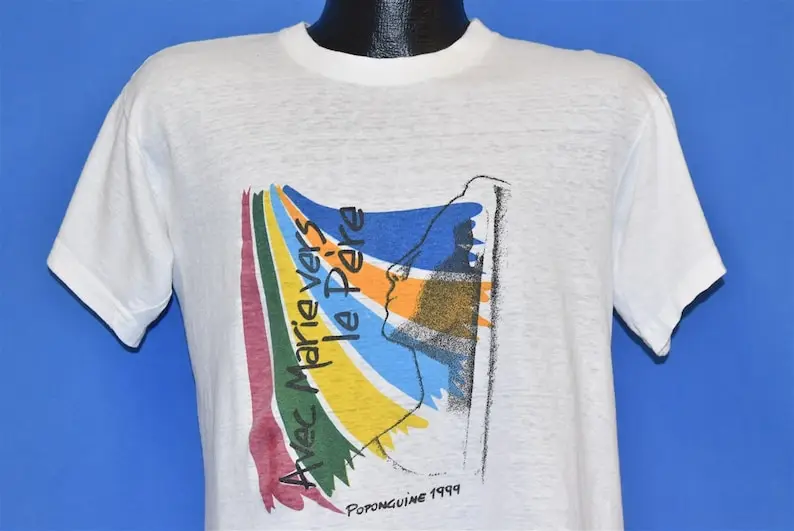 90s Avec Marie Vers Le Pere March Towards Poponguine Pierre Faye Religious Pilgrimage t-shirt Medium
