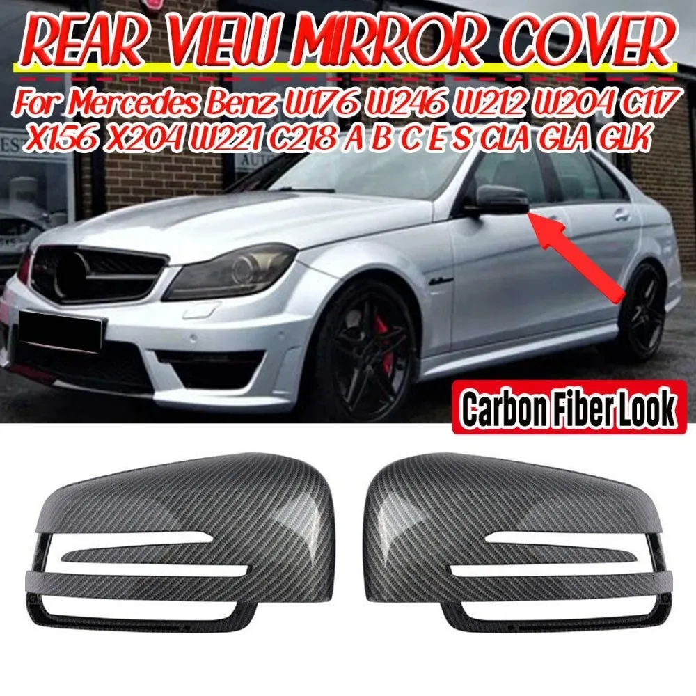 

Боковые Крышки автомобильной двери для Mercedes-Benz W204 E W212 W176 W246 CLS C218 GLA X156, АБС-пластик, углеродное волокно, черный глянцевый