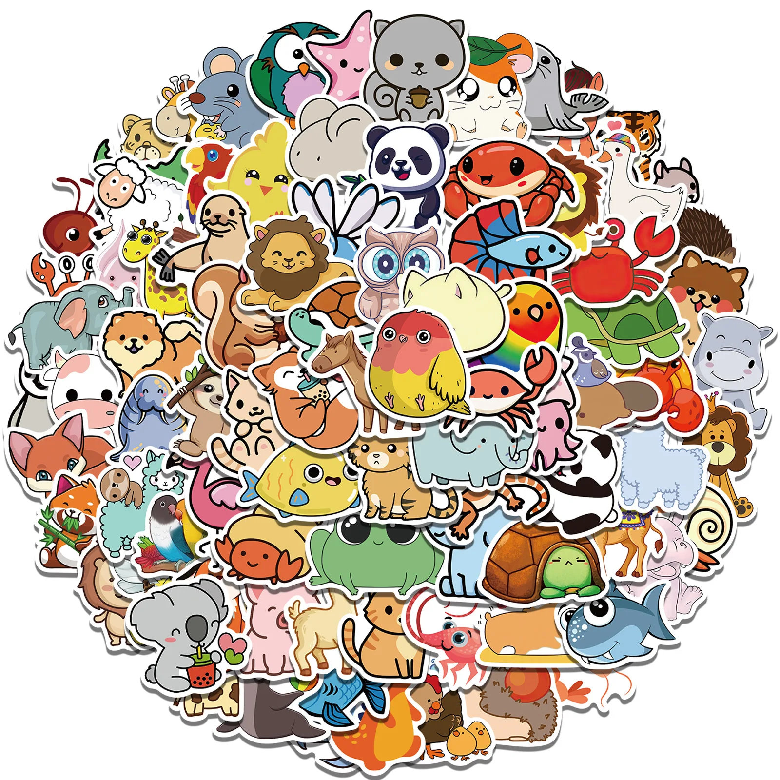 

10/30/50/100PCS Kawaii Cartoon Animal Stickers for Children DIY Laptop Luggage Guitar Skateboard Cute Graffiti Sticker Kid Toy