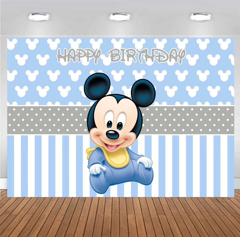 

Mickey Mouse Backdrop Newborn Oh Baby Shower 1st Boy Happy Birthday Party Photography Background Photo Banner Decoration