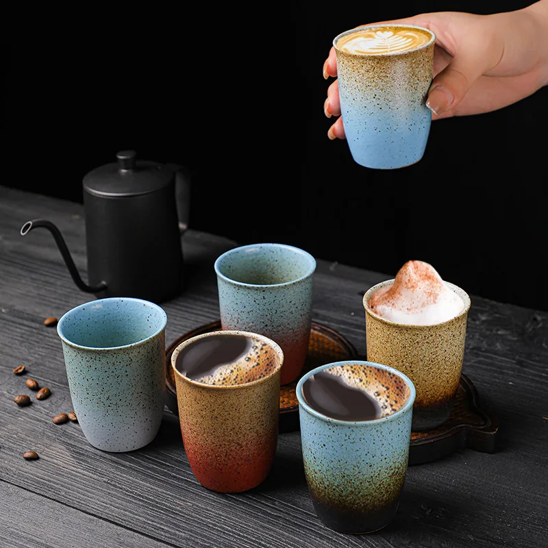 

Japanese Style Stoneware Coffee Cup Retro Ceramic Kiln Change Tea Cup Master Cup Cute Coffee Mugs and Cups Kung Fu Tea Set