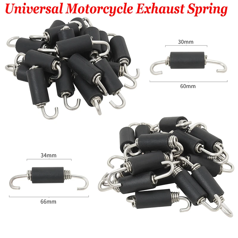 

2PCS Universal Motorcycle Exhaust Double Movable Spring Hooks Exhaust Front Mid Link Pipe Rubber Springs Kit Set Muffler Spring