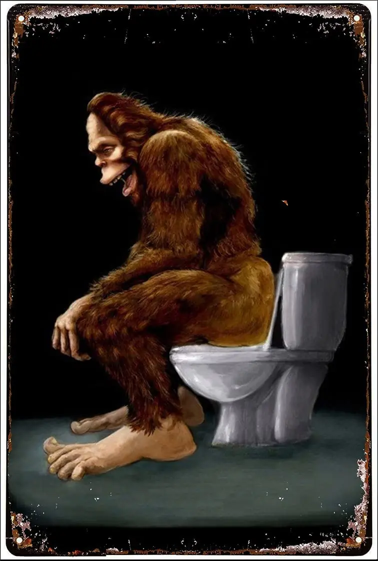 

Sitting on Toilet Funny Metal Tin Sign Vintage Bathroom Toilet Decoration Metal Poster Plaque for Home Bar Restaurant Wall Decor