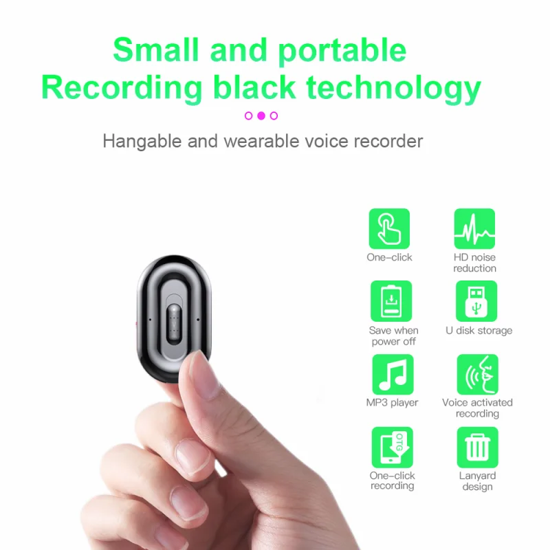 

Pendant Sound Voice Recorder HD Noise Reduce Mp3 Player Profession Dictaphone Mini Microphone Espia Audio Listening Devices OTG