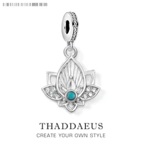 trendy buddhism lotus pendant charm for women minimalist 925 sterling silver turquoise gift