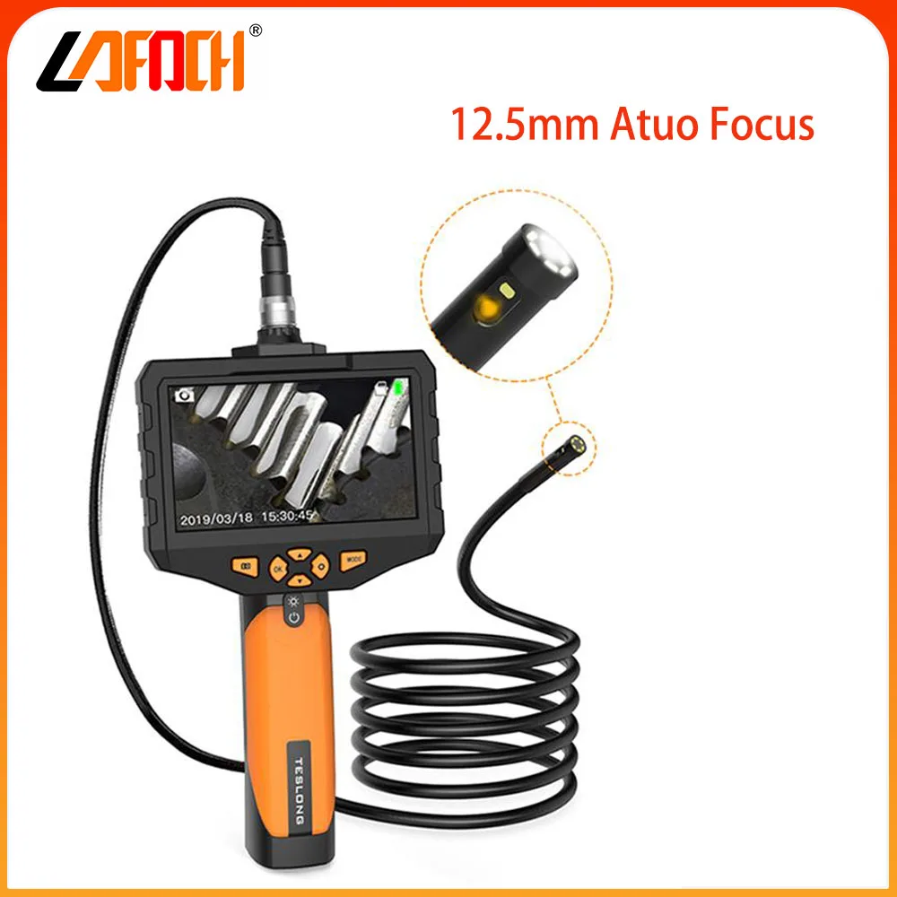 

12.5mm Auto Focus Industrial Endoscope Digital Inspection Engine Drain Pipe Camera Borescope IP67 Waterproof with 32GB Card
