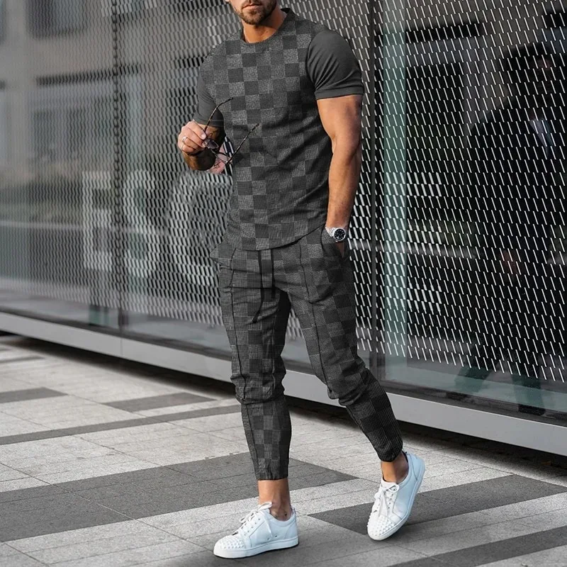 3D Printed Short Sleeve Suit Spring Men Tracksuit Set Jogger Clothing For Man Casual Tshirts+Trousers 2 Piece Outfits Streetwear