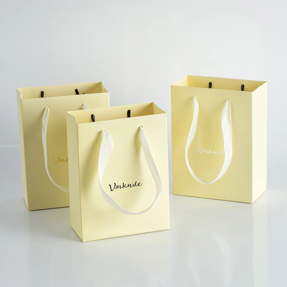 

24pcs Cardboard Paper Gift Tote Bags Custom Logo Beige Shopping Bag with Handles Retail Merchandise Grocery Bags Party Favor Bag