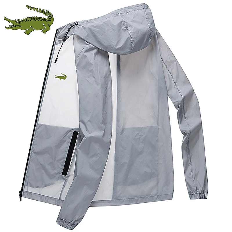 Spring and summer 2022 new men hooded sun jacket casual sports windbreaker zipper thin jacket