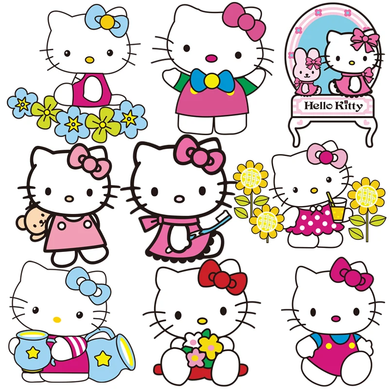 Мультяшный комплект Hello Kitty для детей милая кошка термопереводки детской одежды