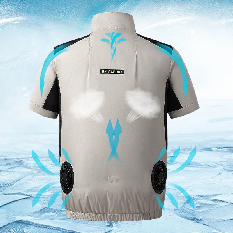 

Summer Men's Air Conditioning Clothing USB Charging Women's Outdoor Hiking Fishing Cooling Fan Clothing Cooling Work Jacket