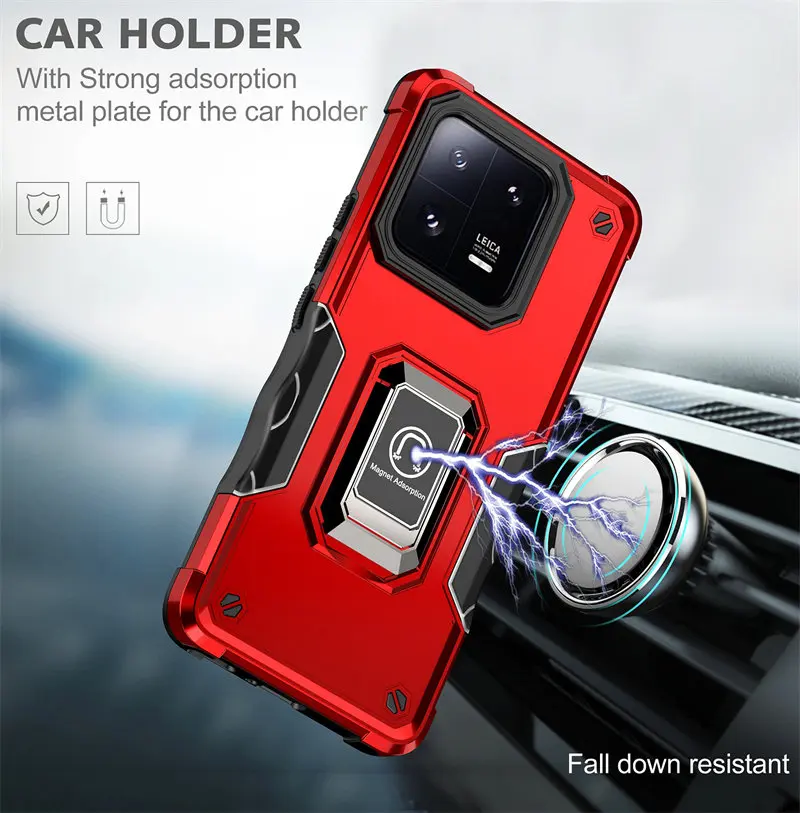 

For Xiaomi 13 Pro 5G Case Shockproof Magnetic Metal Ring Holder Armor Back Cover Hard Case for Xiaomi Mi 13 Pro Mi13pro 13Pro 5G