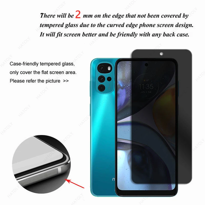 Защитная пленка для Motorola Moto G22 антибликовое стекло антишпионское защиты