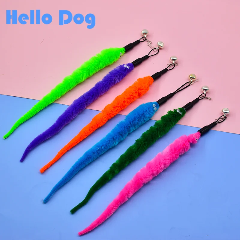 

Забавная игрушка для кошек, пушистая гусеница, палочка для кошек, палочка для домашних животных, играя независимо, аксессуары для кошек, уменьшает беспокойство