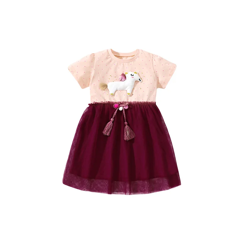 

2023 Girls' Dress Summer New Little and Middle School Princess Dress Short Sleeve Mesh Girls' Dress Beautiful kids clothes