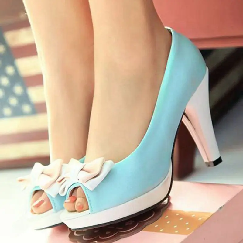 Фото SIMLOVEYO Sapatos femininos alto, весенняя женская обувь, туфли-лодочки на высоком каблуке, туфли-лодочки с открытым носком на платформе, милые, сладкие, розовые, QL4936 №1