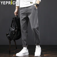 men smart casual pants korean japanese fashion straight loose trousers male business office home street clothing