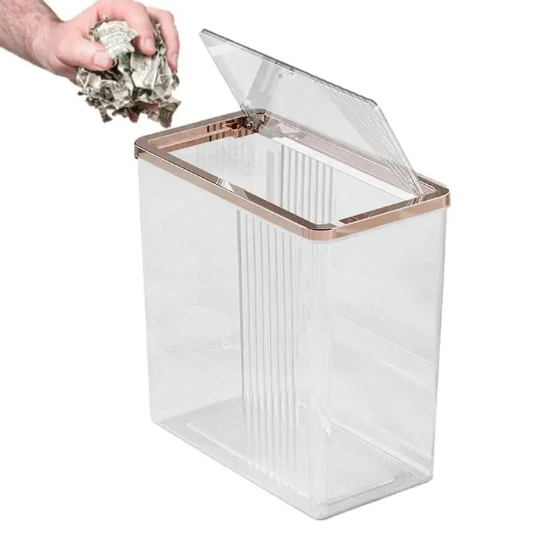 

Мусорная корзина для ванной комнаты с крышкой, маленькая прямоугольная мусорная корзина для ванной, мусорная корзина для кухни, ванной, спальни, крафт-комнаты