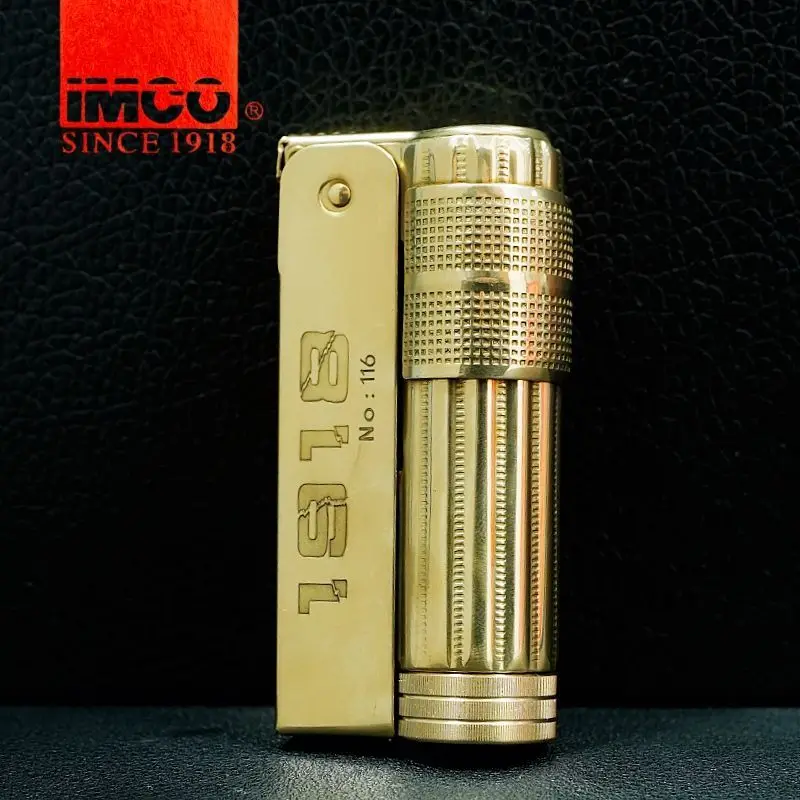 Фото Оригинальная зажигалка IMCO 6700 — корпус из твердой латуни с гравировкой пули, винтажная ветрозащитная карманная зажигалка с струйным пламенем для мужчин №3