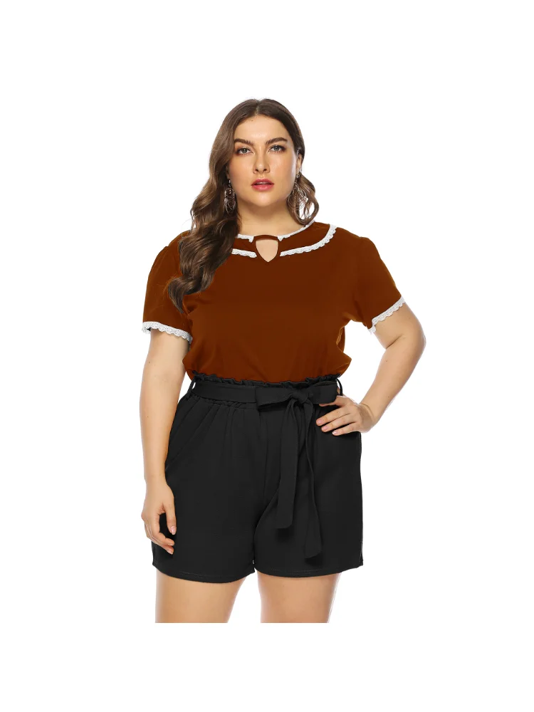 Wide leg pants women's straight leg pants tie bow casual pants shorts roupa plus size feminino short