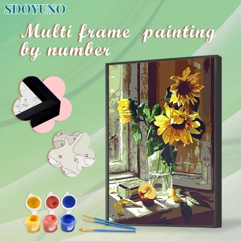 

Картина по номерам для интерьера SDOYUNO, цветы, картины по номерам DIY, настенное искусство, домашний декор