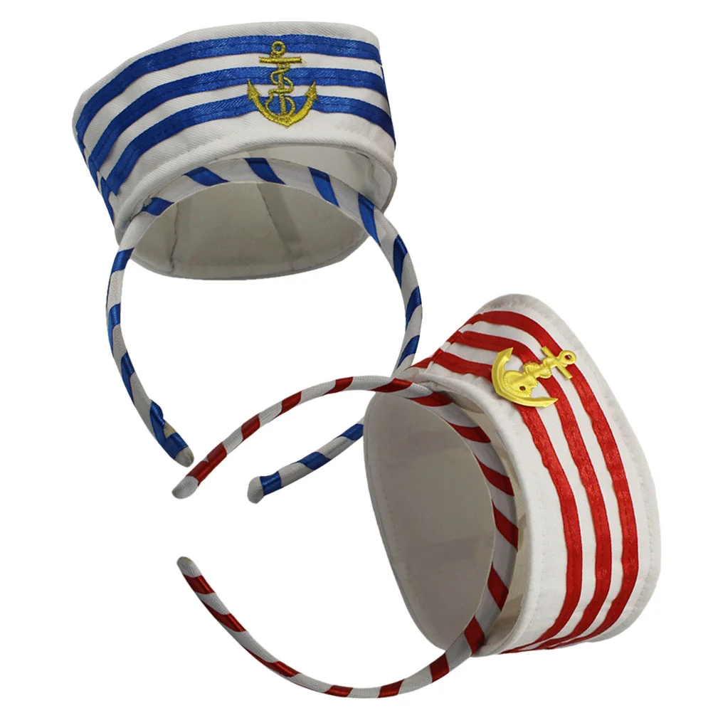 

2 Pcs Sailor Cap Headbands Captain Hat Christmas Decor Yacht Hair Hoops Universal Cosplay Costume Accessories Nautical
