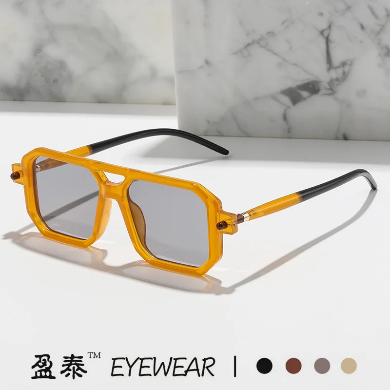 

Новые Винтажные Солнцезащитные очки в металлической квадратной оправе, брендовые дизайнерские очки с двойным лучом, модные уличные очки дл...