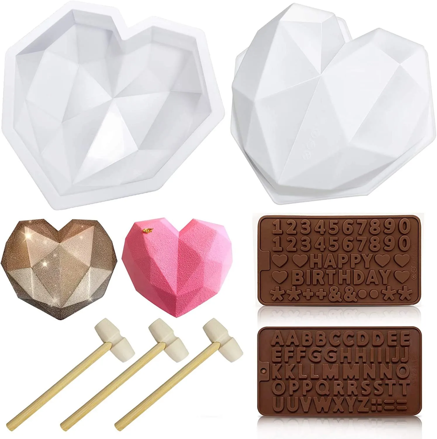 

7PCS 3D Cake Mold Heart Shaped Cake Chocolate Silicone Mold Silicone Baking Pan for Pastry Kitchen Baking Accessory Kitchen