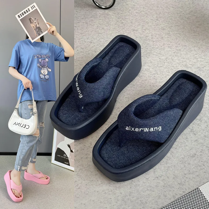 FAFA Thick Bottom Slippers Female Summer Wear 2023 New Slope With Flip-flops Muffin Bottom Clip Feet Beach Cool Fashion Slippers