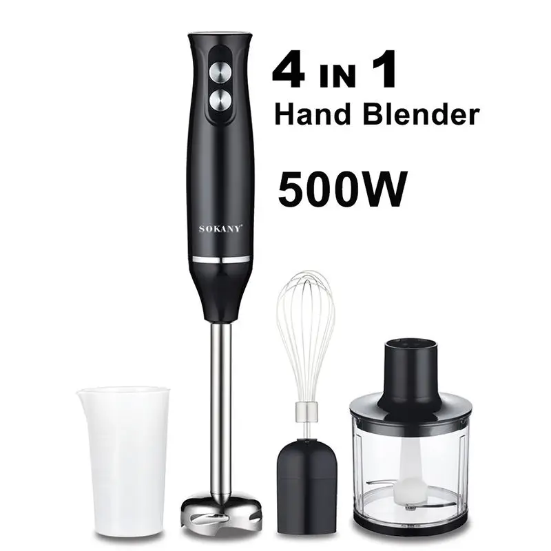 Hand Blender, 4-in-1 Electric Immersion Blender with Whisk, 