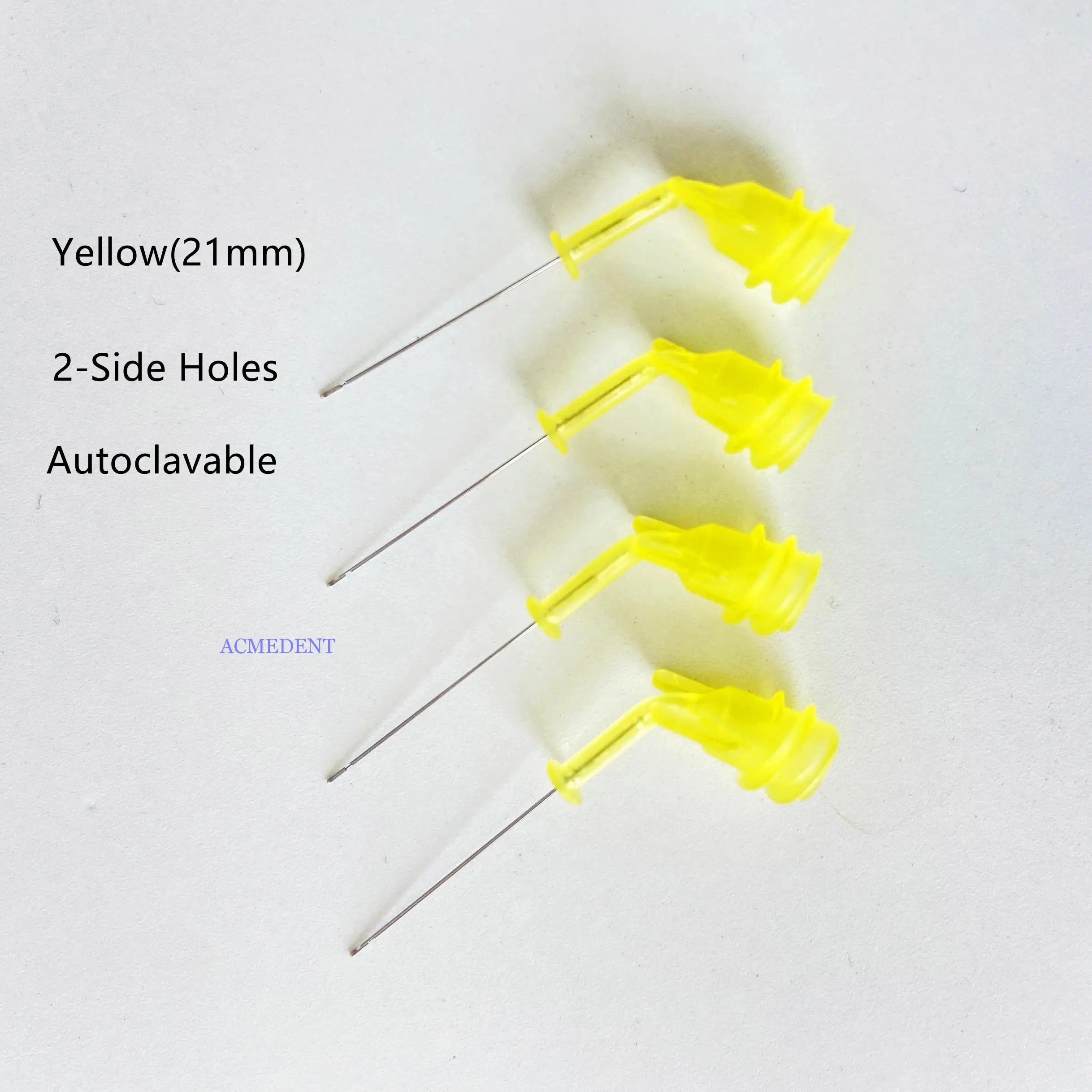 

20pieces Dental EDTA Irrigation Needle Ultradent Tip Disposable Syringe Tips 30G Autoclavable 2-Side Hole Yellow-21mm