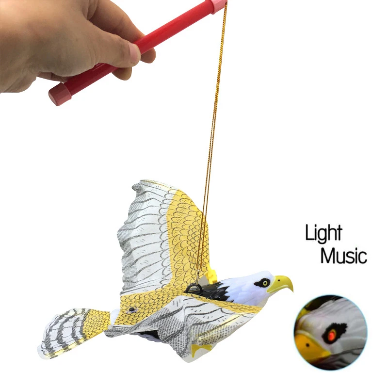 

Bird Repellent Hanging Eagle Electric Hanging Flying Line Eagles Toy Portable Luminous Music Scarecrow Park Farm Garden Supplies